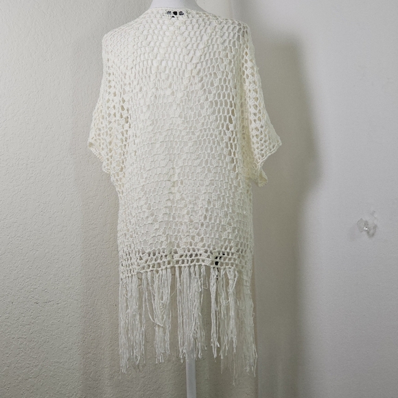 POL Womens Knit Crochet Cardigan W Fringe Sz L, Boho,Hippie,Festival - Picture 6 of 10